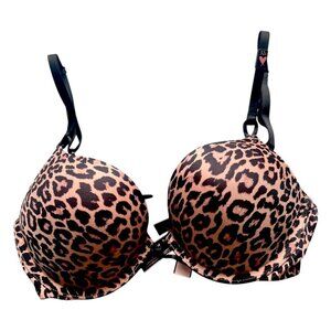 NWT Victoria’s Secret Bombshell Add-2-Cups Smooth Push-Up Bra Leopard Print 32 C